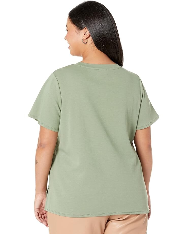 

Топ Vince Camuto Plus Size Short Sleeve Crew Neck Solid Polished Knit Top, цвет Brook Green