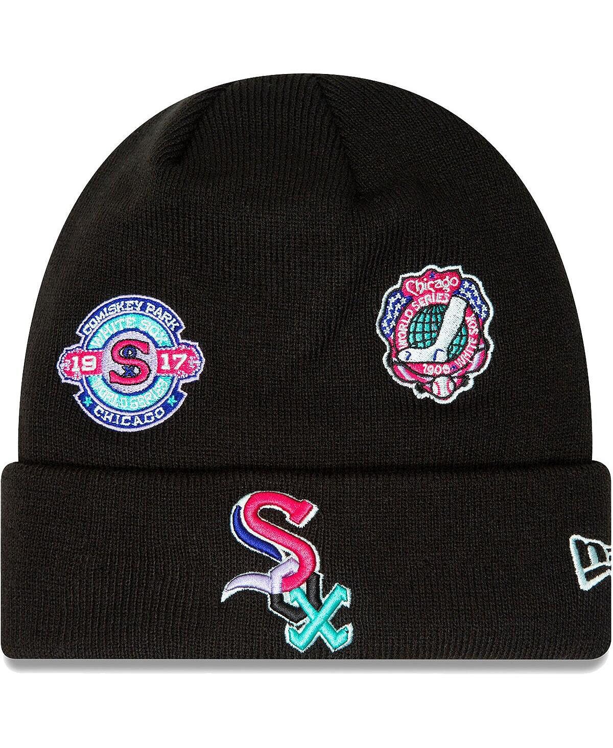 

Мужская черная вязаная шапка с манжетами Chicago White Sox Polar Lights New Era