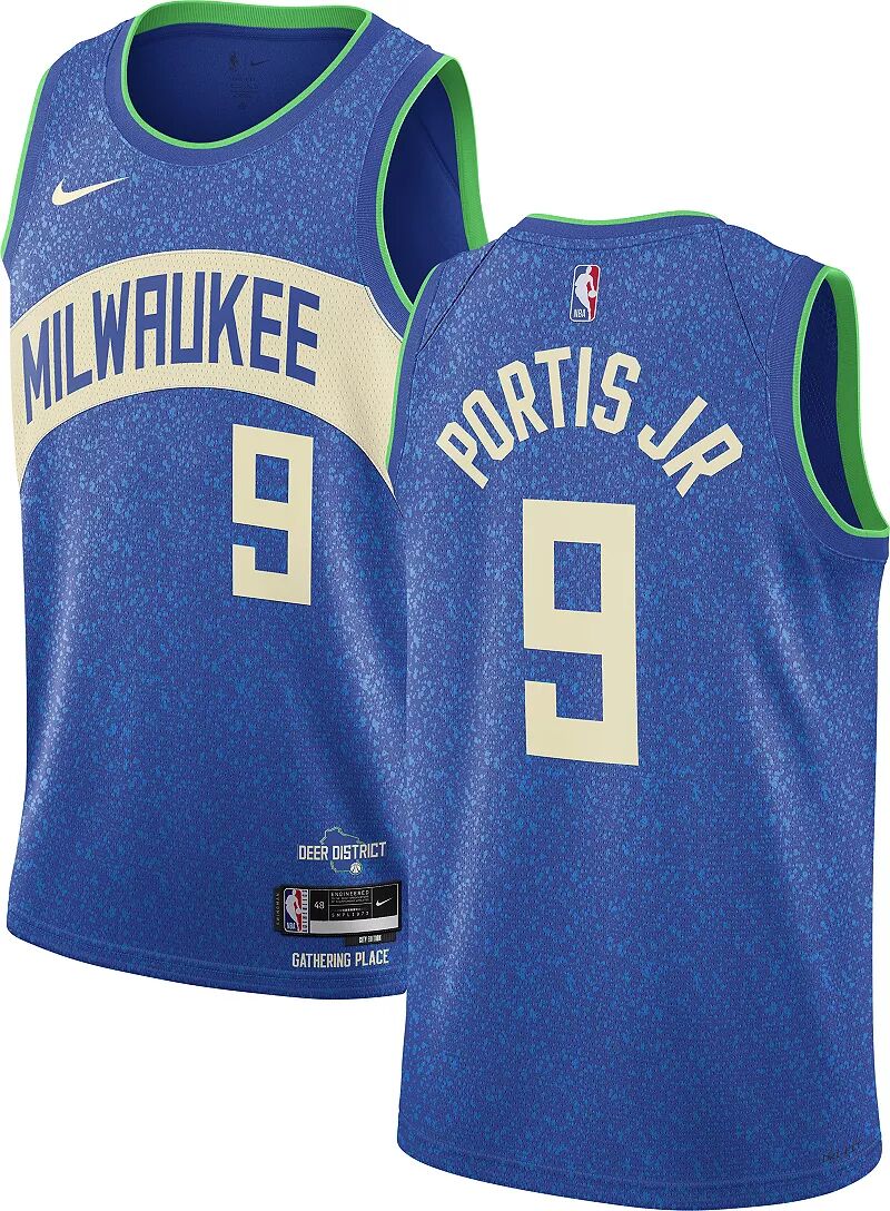 Мужская синяя майка Nike City Edition Milwaukee Bucks Bobby Portis #9 2023-24 City Edition