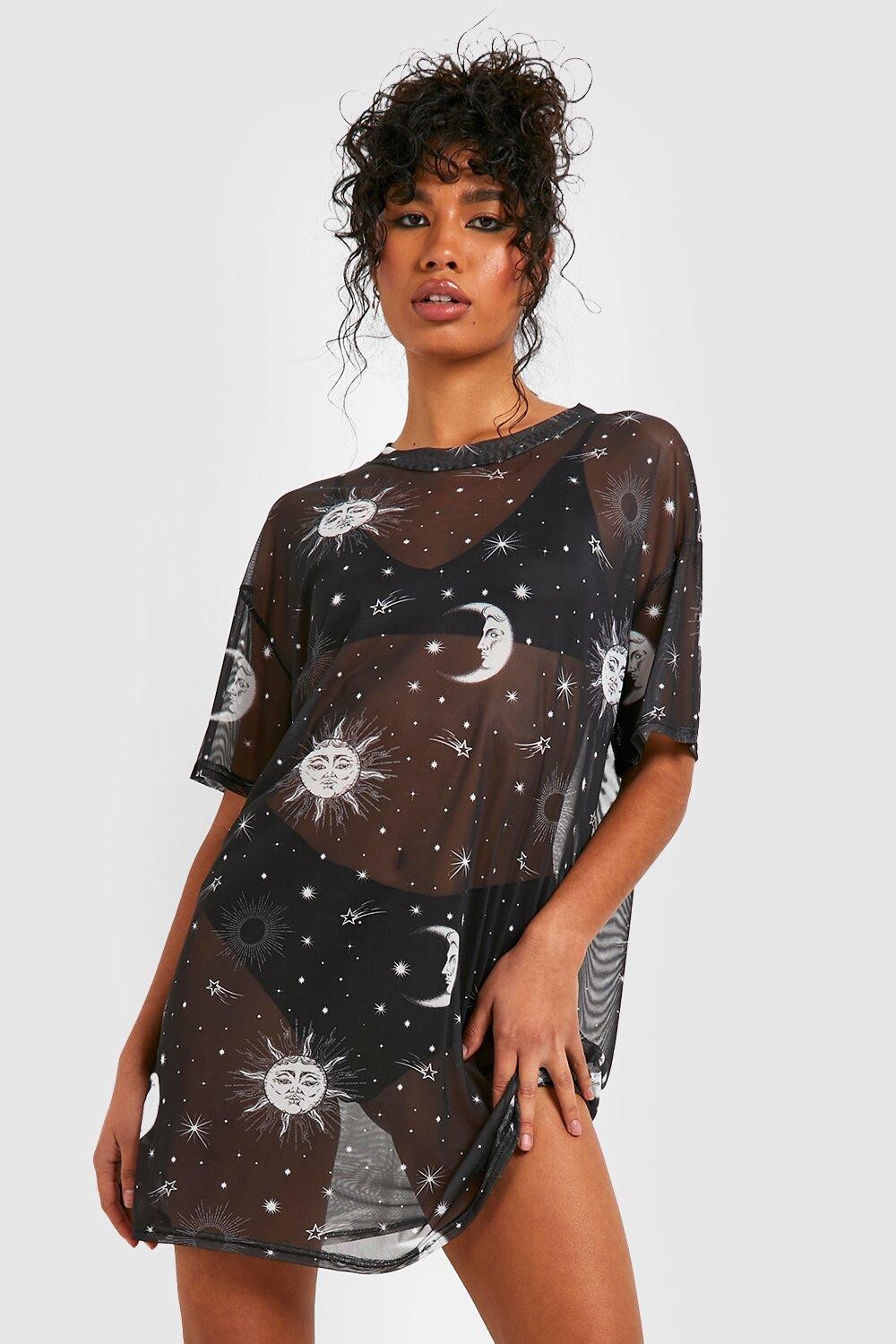 

Платье-футболка halloween sun & moon Boohoo, черный