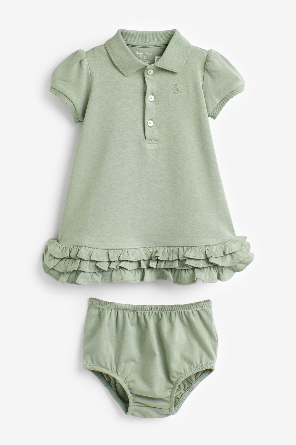 

Зеленое детское платье-поло с рюшами Polo Ralph Lauren, зеленый