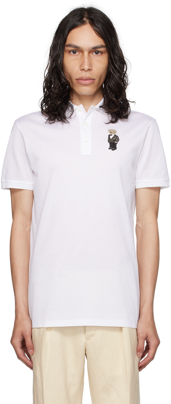 

Белая футболка-поло с медведем Ralph Lauren Purple Label, Белый