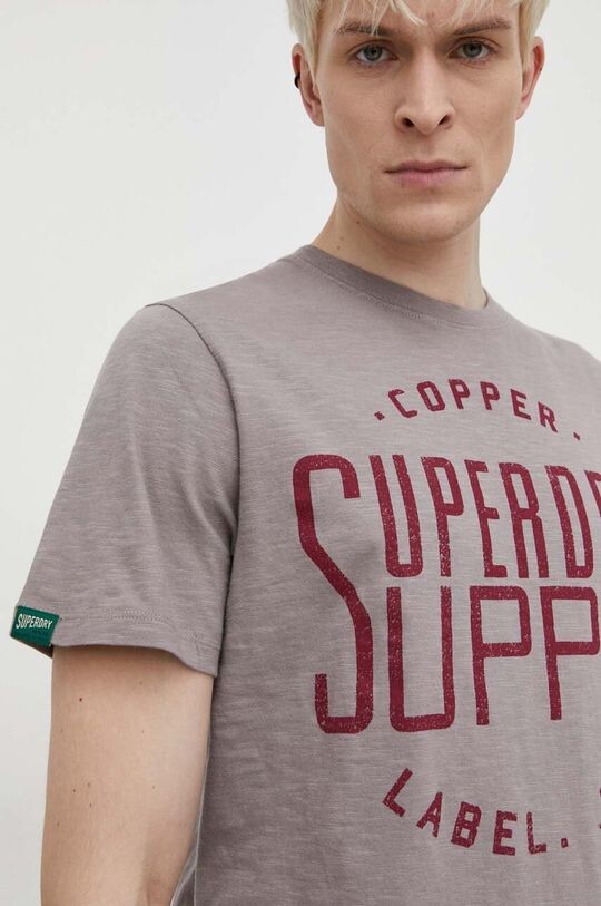 

Хлопковая футболка Superdry, серый