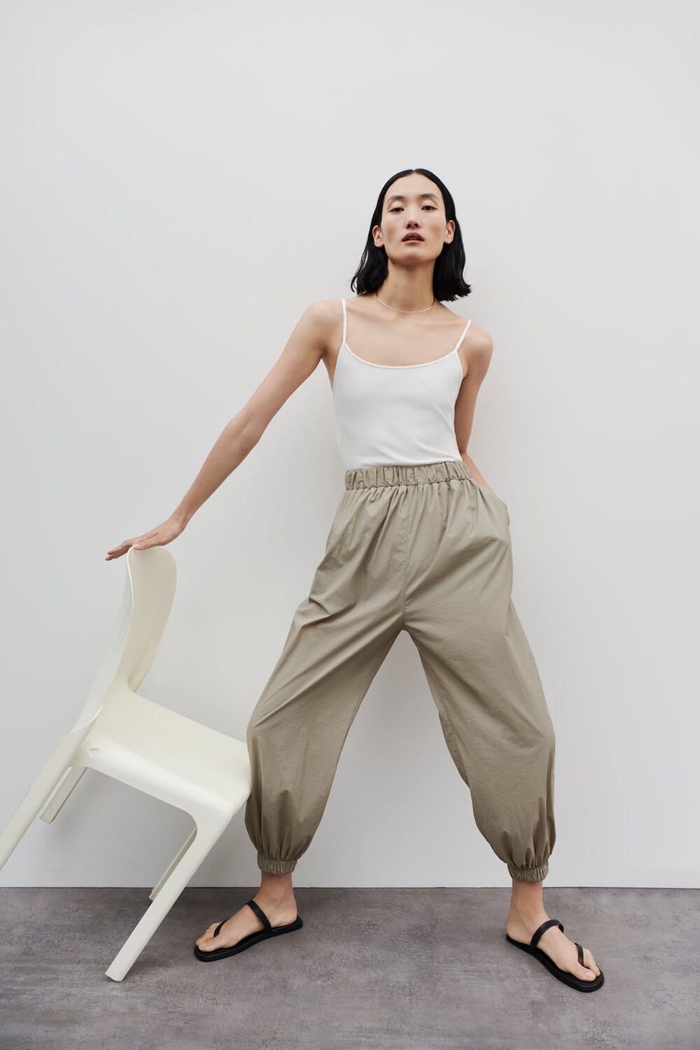 Комбинированный комбинезон в полный рост ZARA, белый