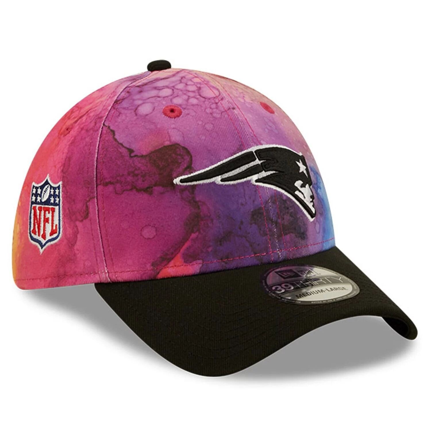 

Мужская кепка New Era Pink/Black New England Patriots 2022 NFL Crucial Catch 39THIRTY Flex Hat