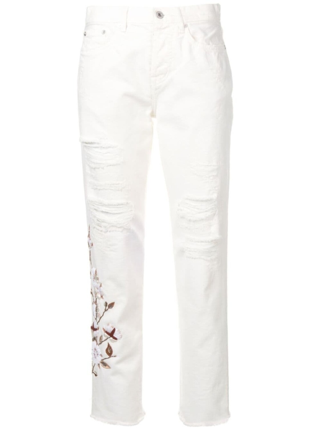 

Джинсы с цветочной вышивкой и эффектом потертости Off-White, белый