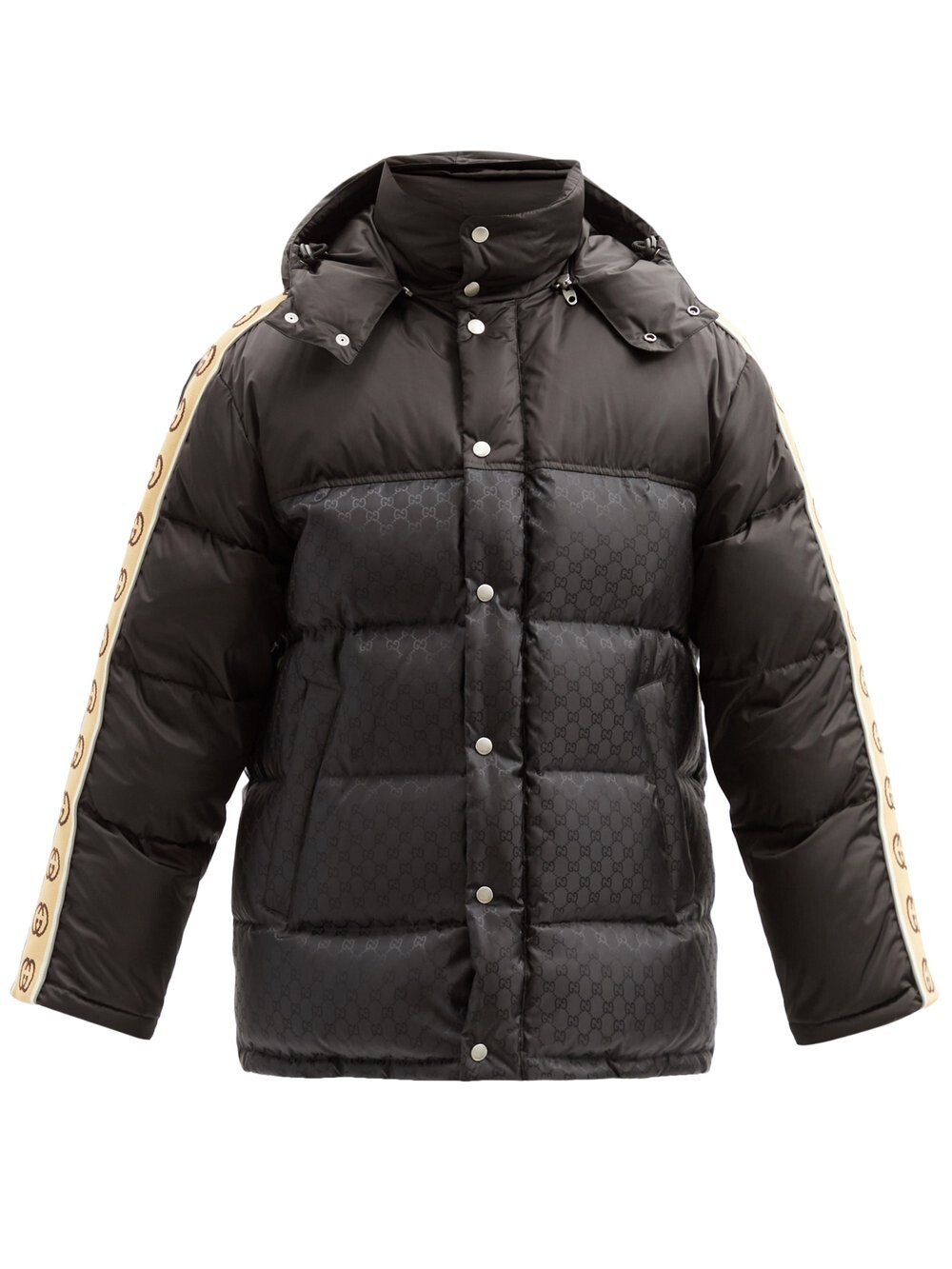 Стеганое пуховик с отделкой gg Gucci, черный