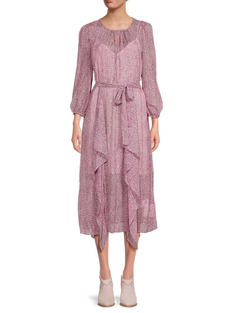 

Полупрозрачное платье миди с рюшами Dkny, цвет Pink Multicolor