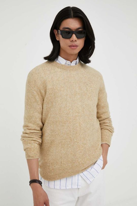Американский винтажный шерстяной свитер American Vintage, бежевый