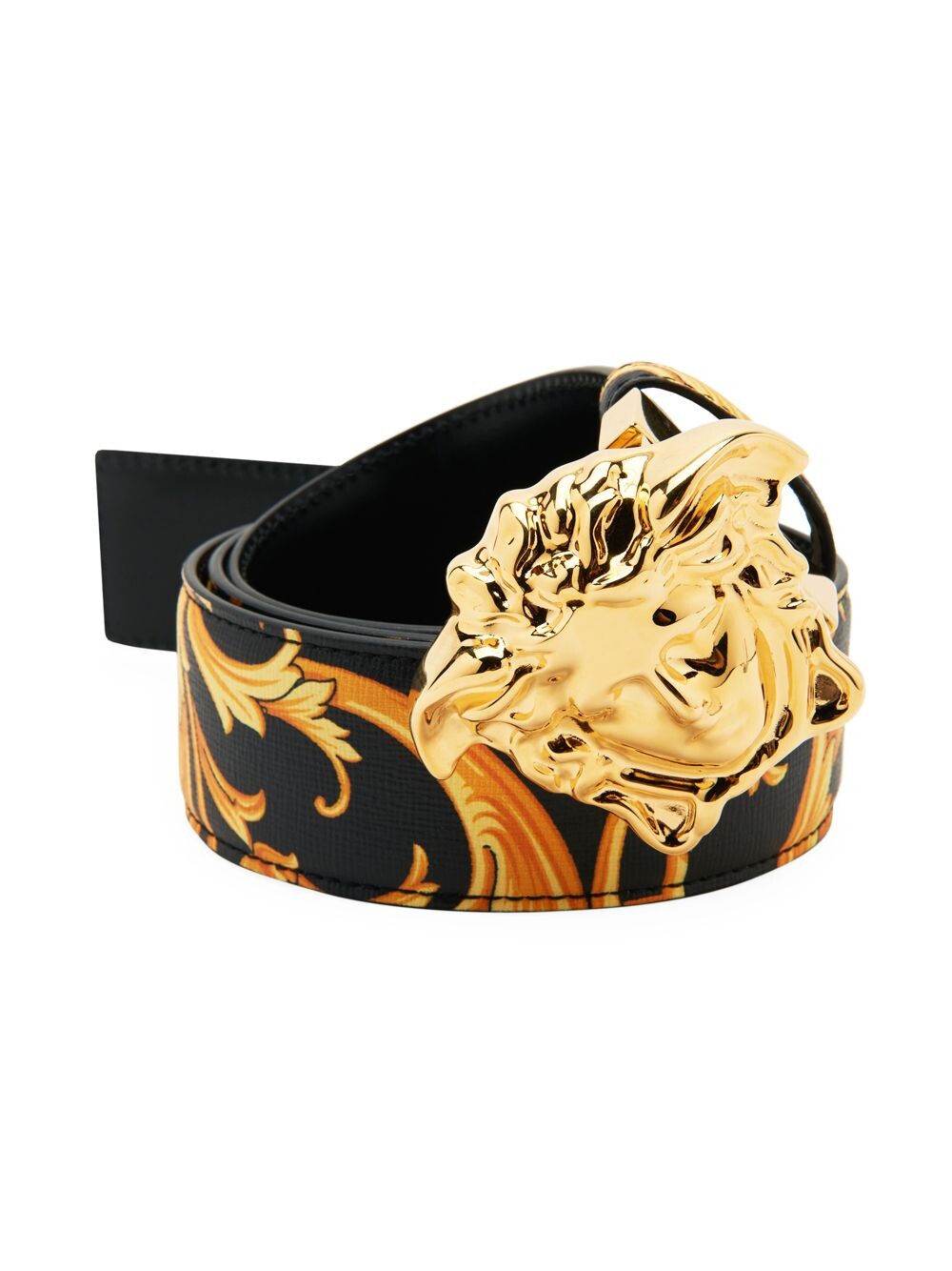 

Двусторонний кожаный ремень с принтом Medusa Heritage Baroque Versace