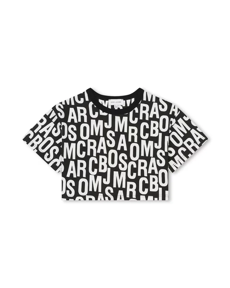 

Хлопковая футболка с принтом для девочки Marc Jacobs, черный