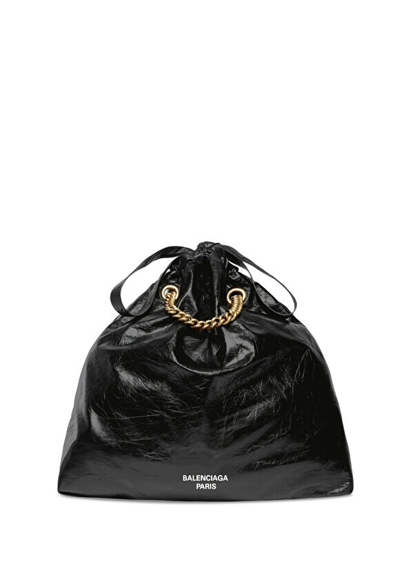 

Черная женская кожаная сумка crush среднего размера с логотипом Balenciaga