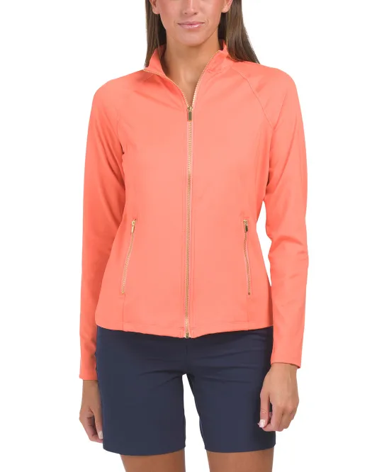 

Куртка с воротником-стойкой реглан и молнией во всю длину Sigrid Olsen, цвет Coral
