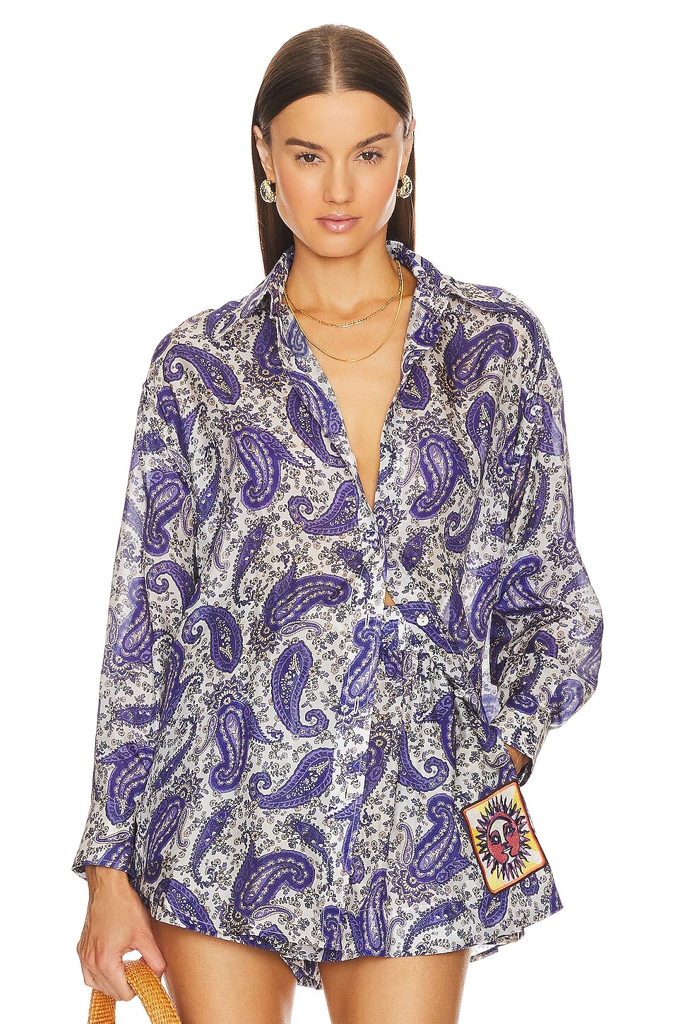 

Рубашка Zimmermann Devi Relaxed, цвет Indigo & Cream Paisley