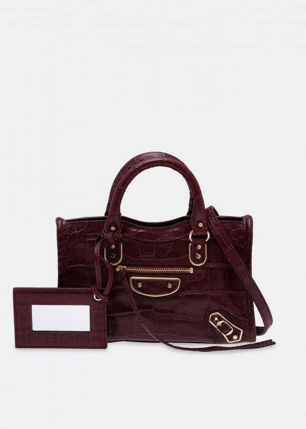 

Сумка Balenciaga Metallic Edge Nano City, бордовый