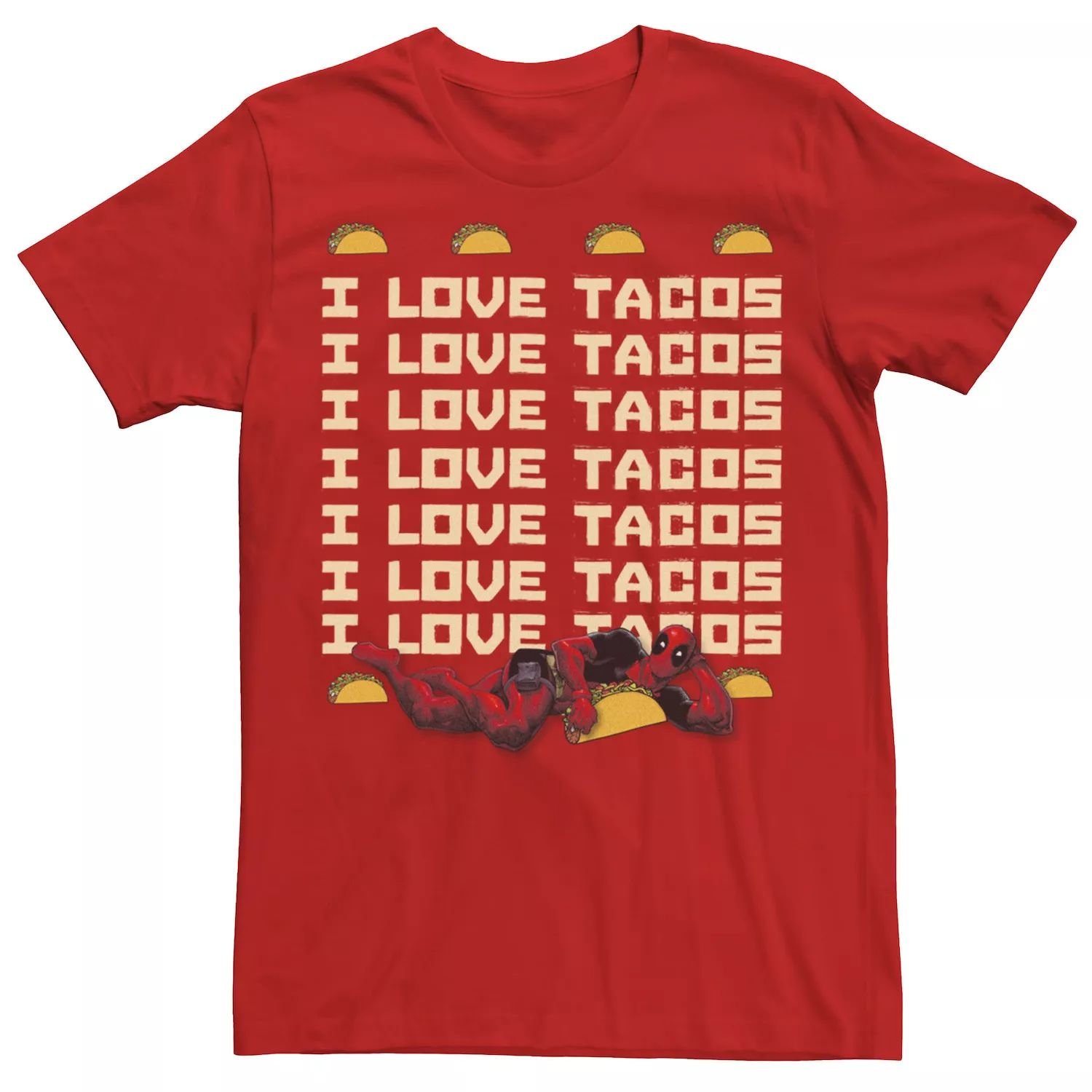 

Мужская футболка Marvel Deadpool I Love Tacos Word Stack Licensed Character