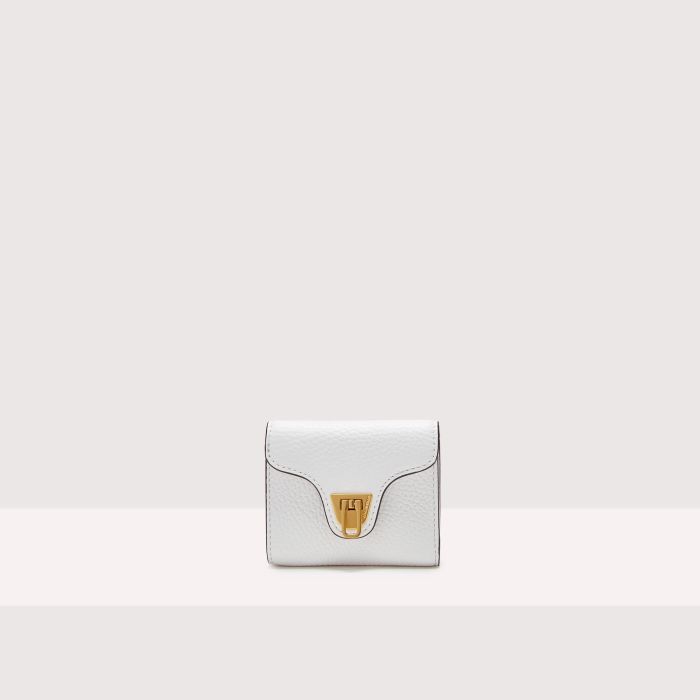 Маленький кошелек из зерненой кожи Coccinelle BEAT SOFT, белый сумка камера beat с наружным карманом и клапаном coccinelle