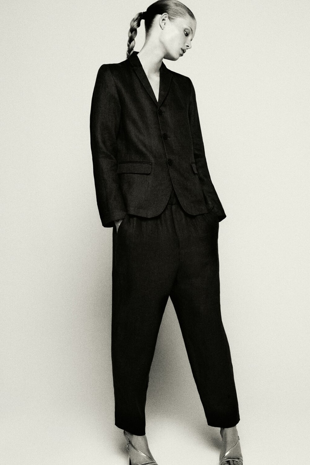 

Льняные брюки ZARA, серый
