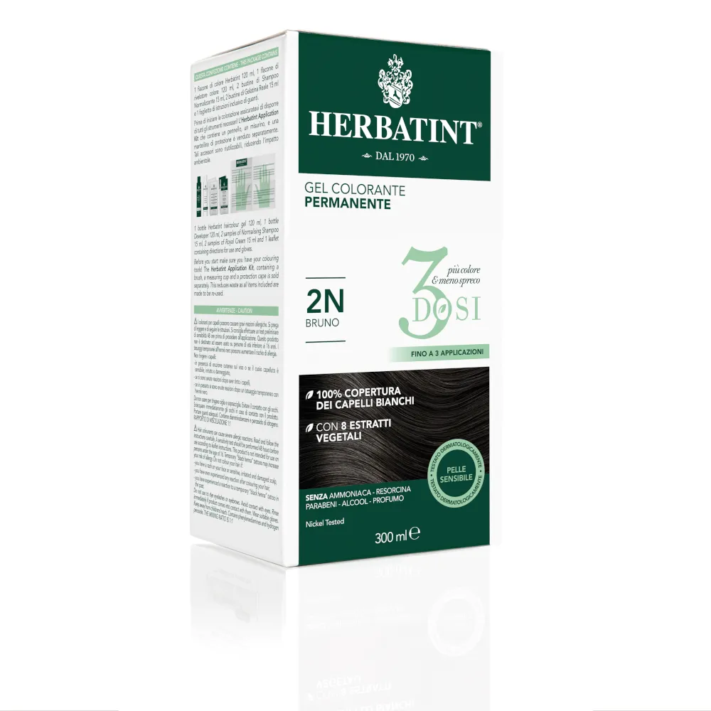 

Краска для волос Herbatint Перманентная гель-гель 3Dose 2N Коричневый 300 мл