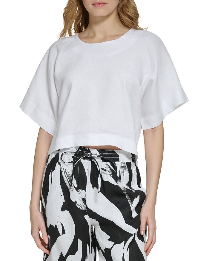 

Льняной топ с заниженными плечами DKNY