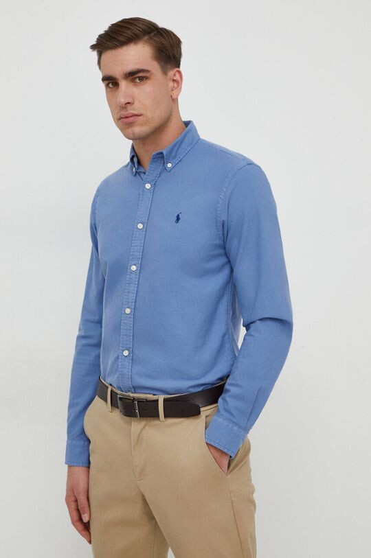

Хлопчатобумажную рубашку Polo Ralph Lauren, синий