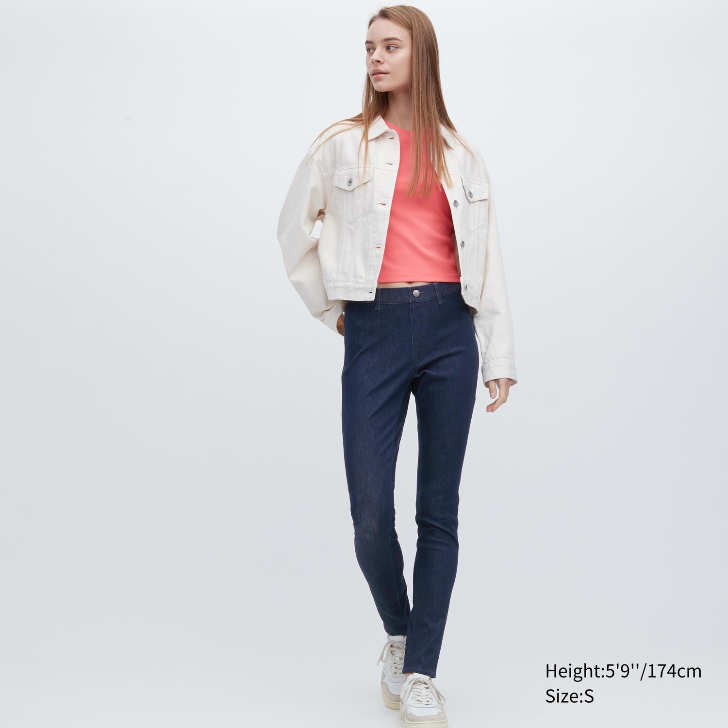 

Брюки из ультраэластичного денима (длинные) Uniqlo, темно-синий