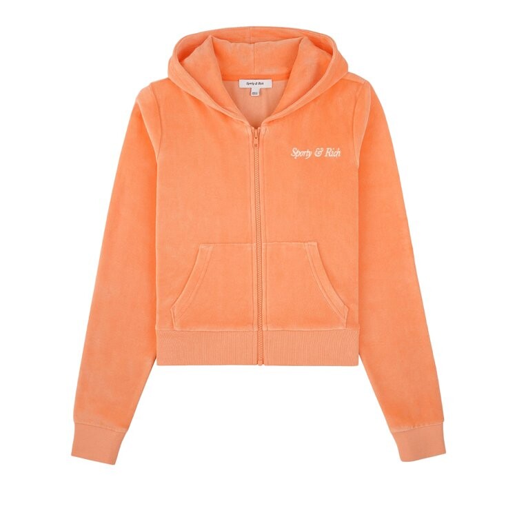 цена Худи Sporty & Rich Italic Logo Embroidered Zip 'Peach/White', оранжевый