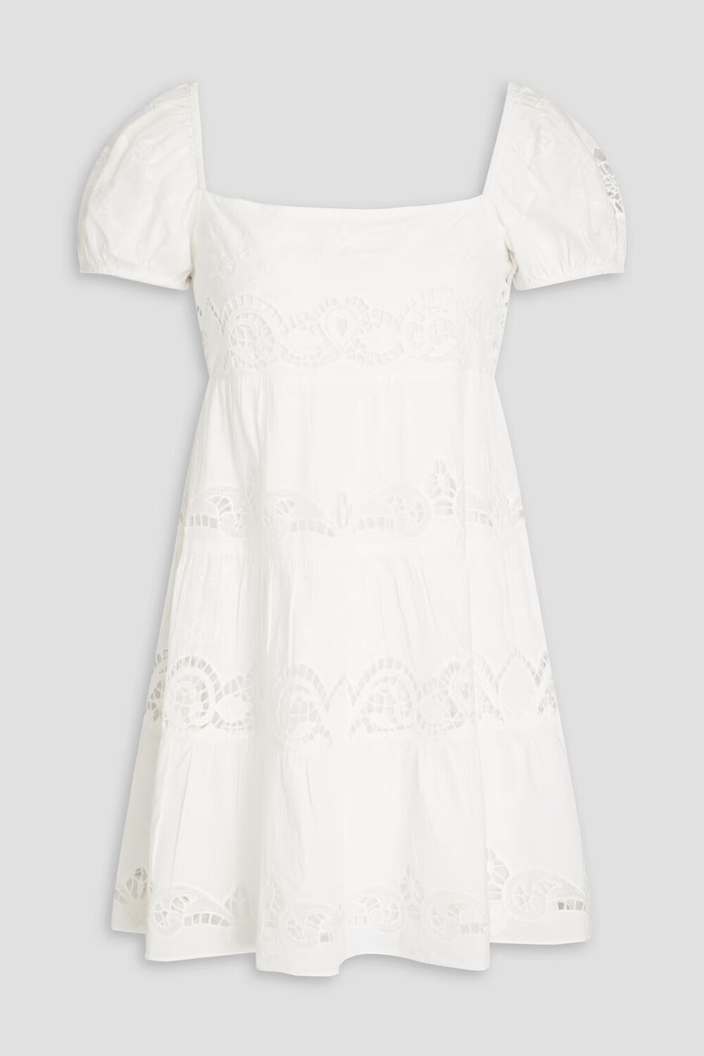 

Платье мини из хлопка Broderie anglaise Alice + Olivia, белый