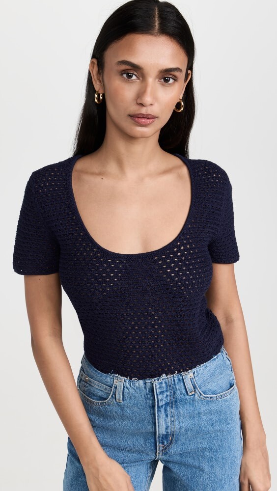 

Свитер Vince Textured Scoop Neck, нави