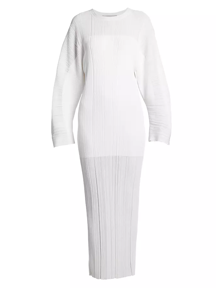 Плиссированное платье макси с длинными рукавами Stella Mccartney, белый