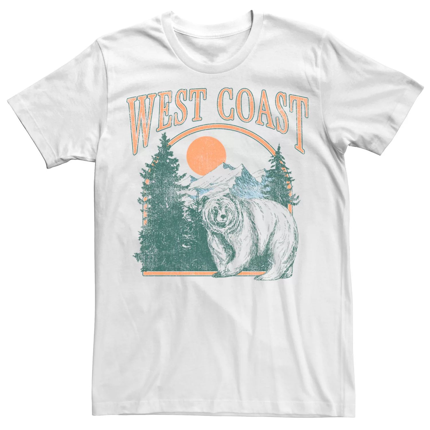 Мужская футболка с изображением медведя гризли западного побережья и лесного пейзажа Licensed Character