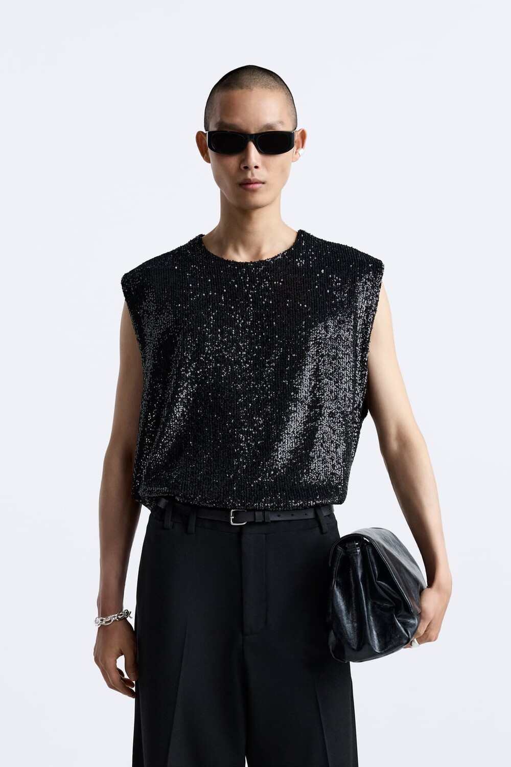 

Жилет с пайетками ZARA, черный