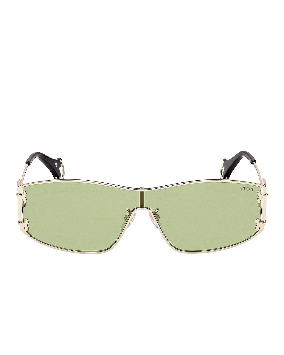 Солнцезащитные очки Emilio Pucci Shield, цвет Shiny Pale Shiny Pale Gold & Green