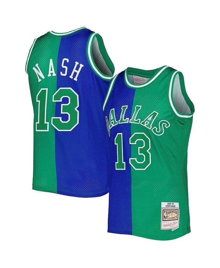 

Мужская синяя и зеленая футболка Steve Nash Dallas Mavericks Hardwood Classics 1998-99 Split Swingman Mitchell & Ness, синий