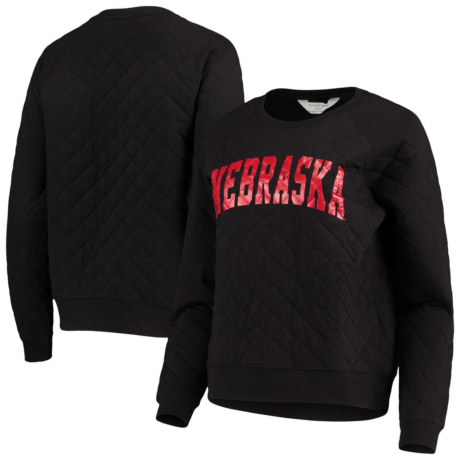 

Женский черный стеганый пуловер с реглан Nebraska Huskers