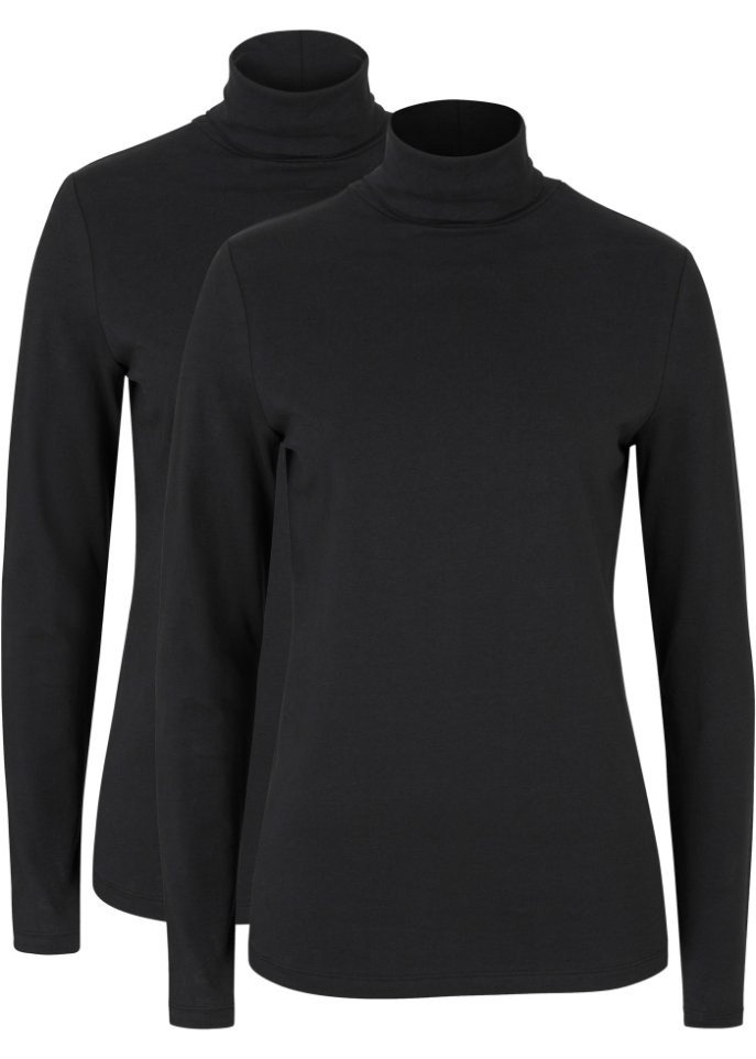 Рубашка с длинными рукавами и водолазкой (2 шт в упаковке) Bpc Bonprix Collection, черный