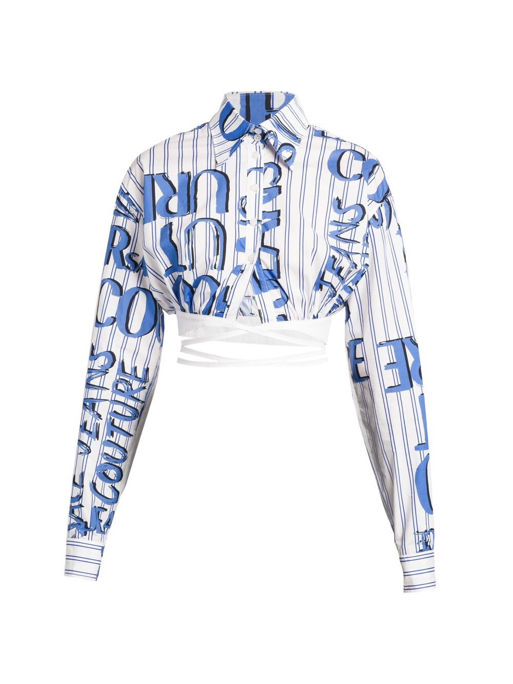 

Поплиновый топ в полоску с логотипом Versace Jeans Couture, белый