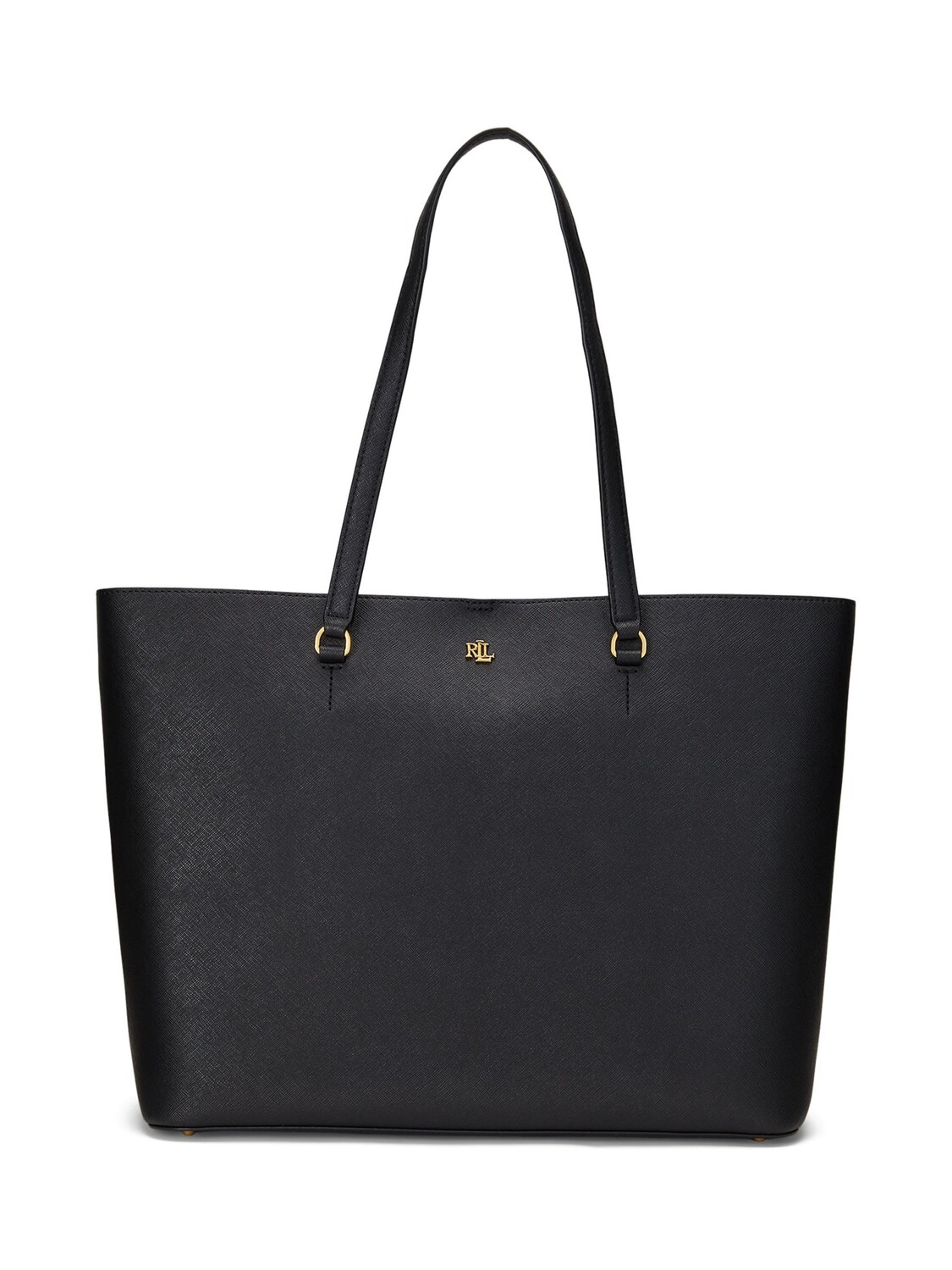 

Lauren Ralph Lauren Karly Crosshatch, большая кожаная сумка-тоут, черная, Черный