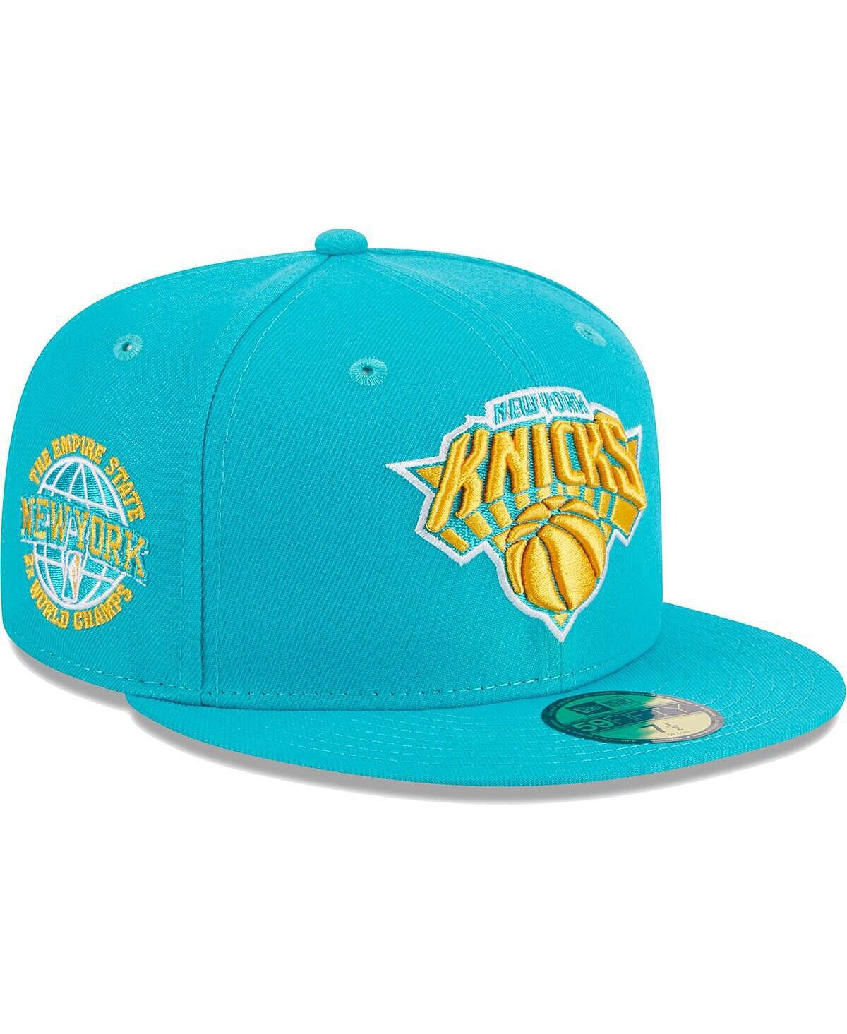 

Мужская бирюзовая желтая майка New York Knicks 2-Time Champions Breeze Grilled Undervisor 59FIFTY Облегающая шляпа New Era