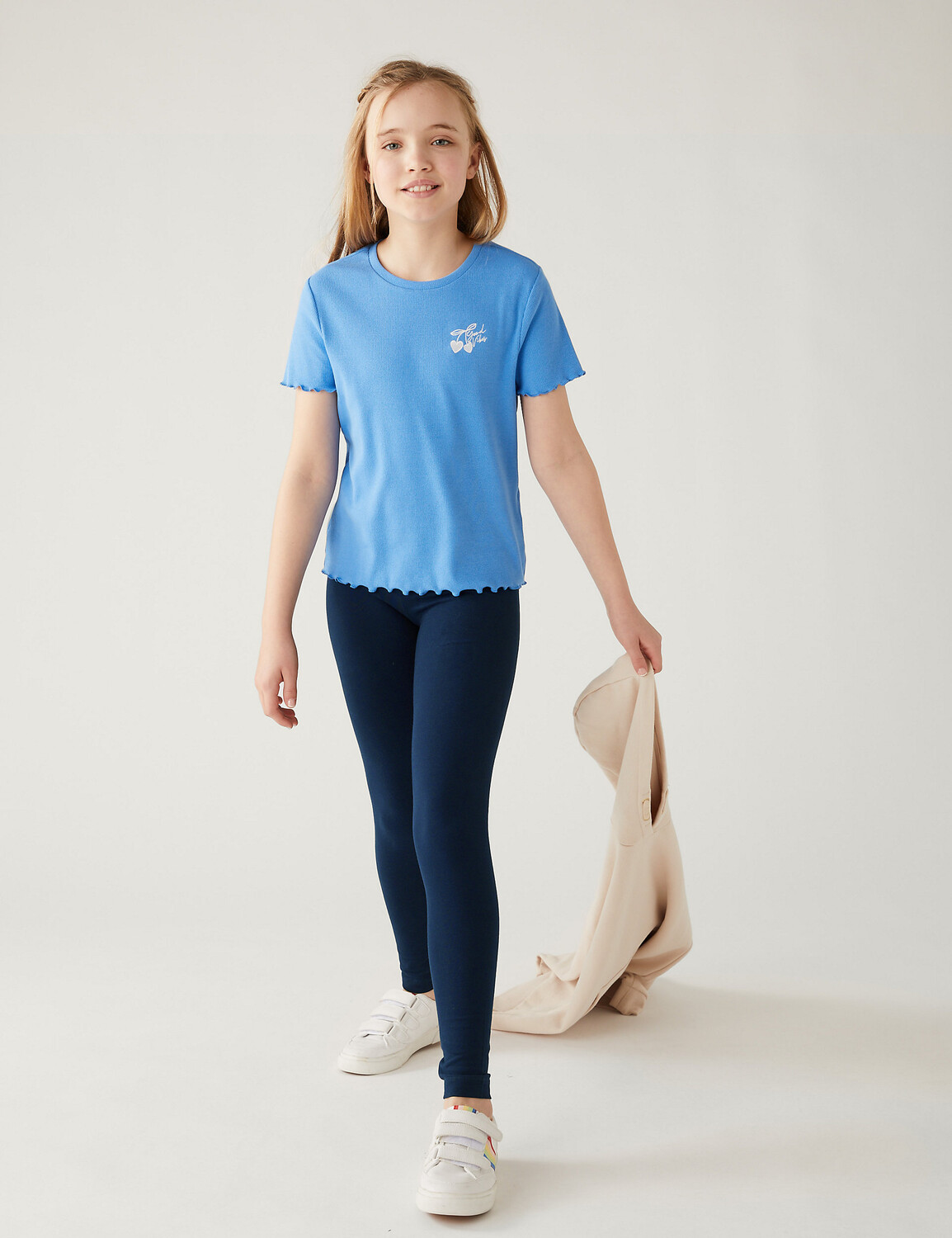 

Эластичные леггинсы из богатого хлопка (2–16 лет) Marks & Spencer, темно-синий