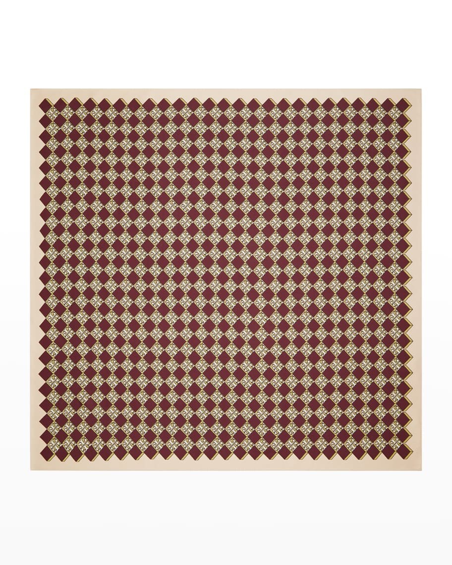 

Двусторонний шарф из твила с 3D-клеткой и монограммой Tory Burch
