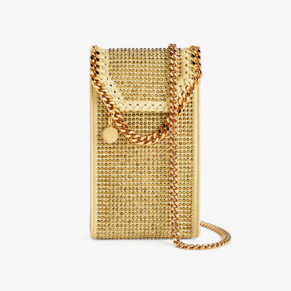 

Атласная сумка через плечо Falabella, украшенная кристаллами Stella Mccartney, желтый