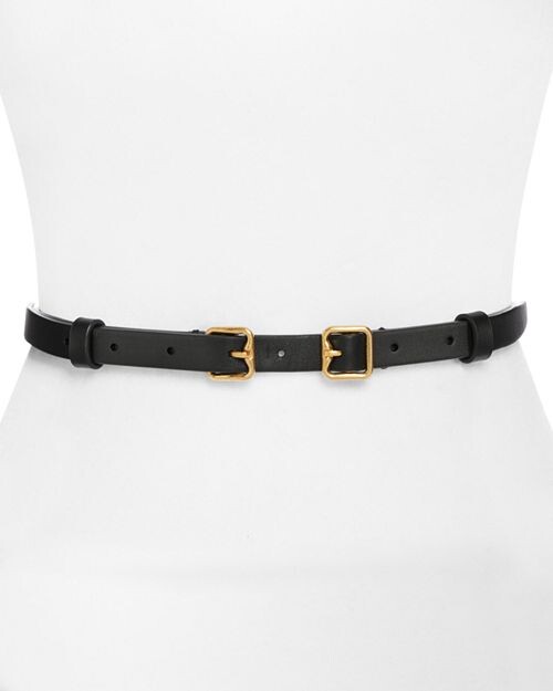 

Тонкий ремень с двойной пряжкой Burberry, цвет Black