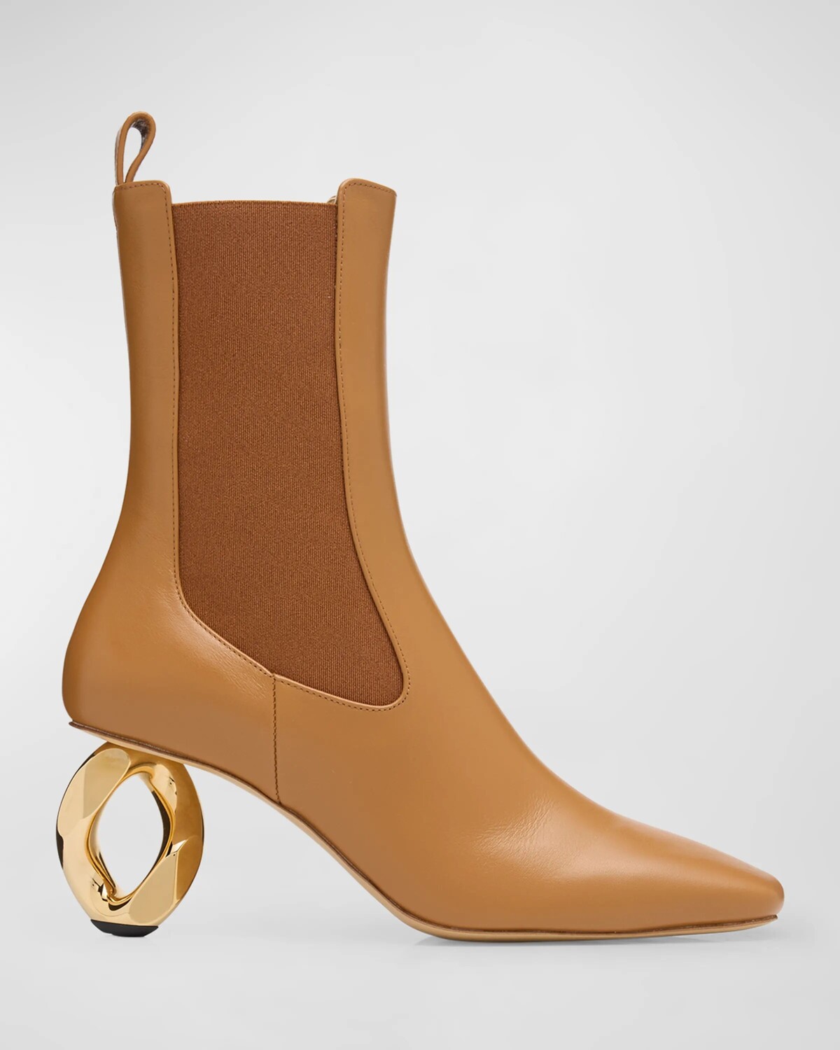

Кожаные ботильоны челси на цепочке на каблуке Jw Anderson, цвет Tan