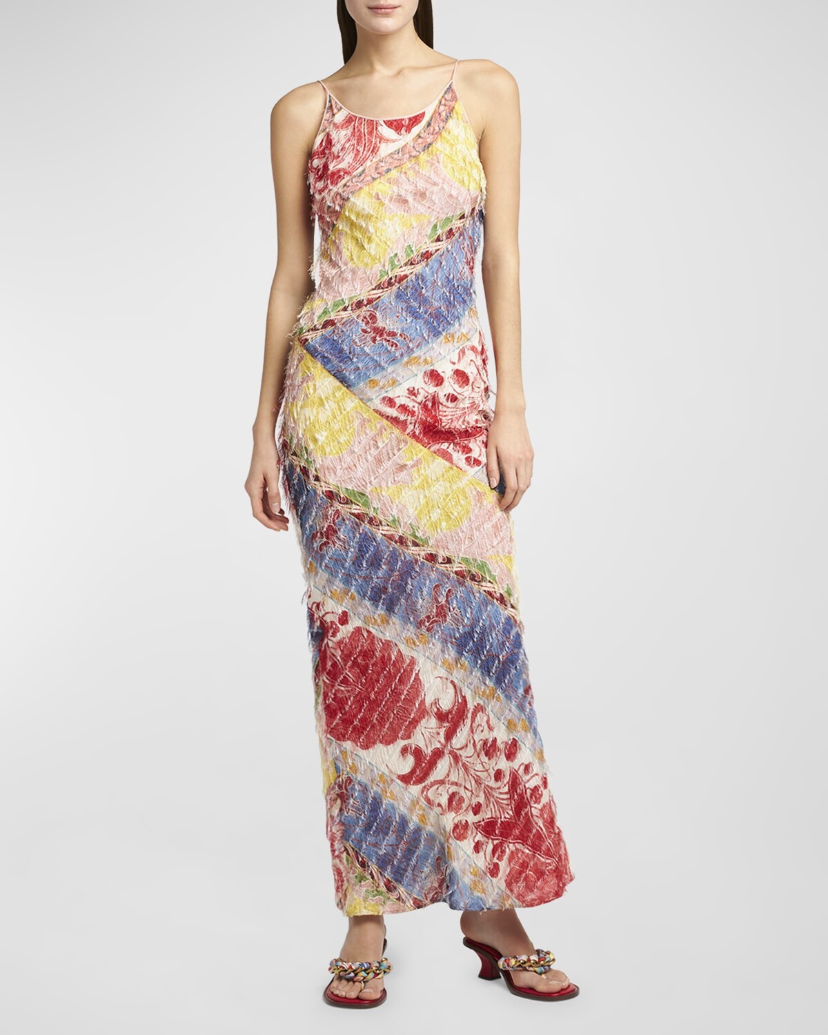 

Длинное платье-комбинация с принтом Cons Etro, цвет Print On White Base