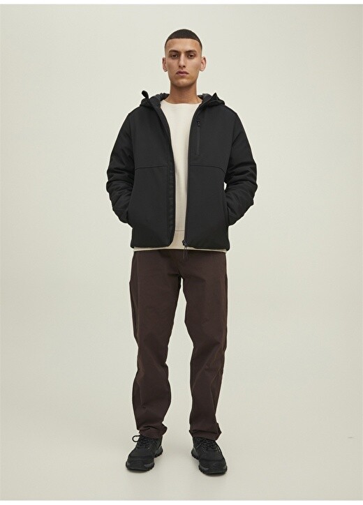 

Черное мужское пальто с капюшоном Jack & Jones, Черный