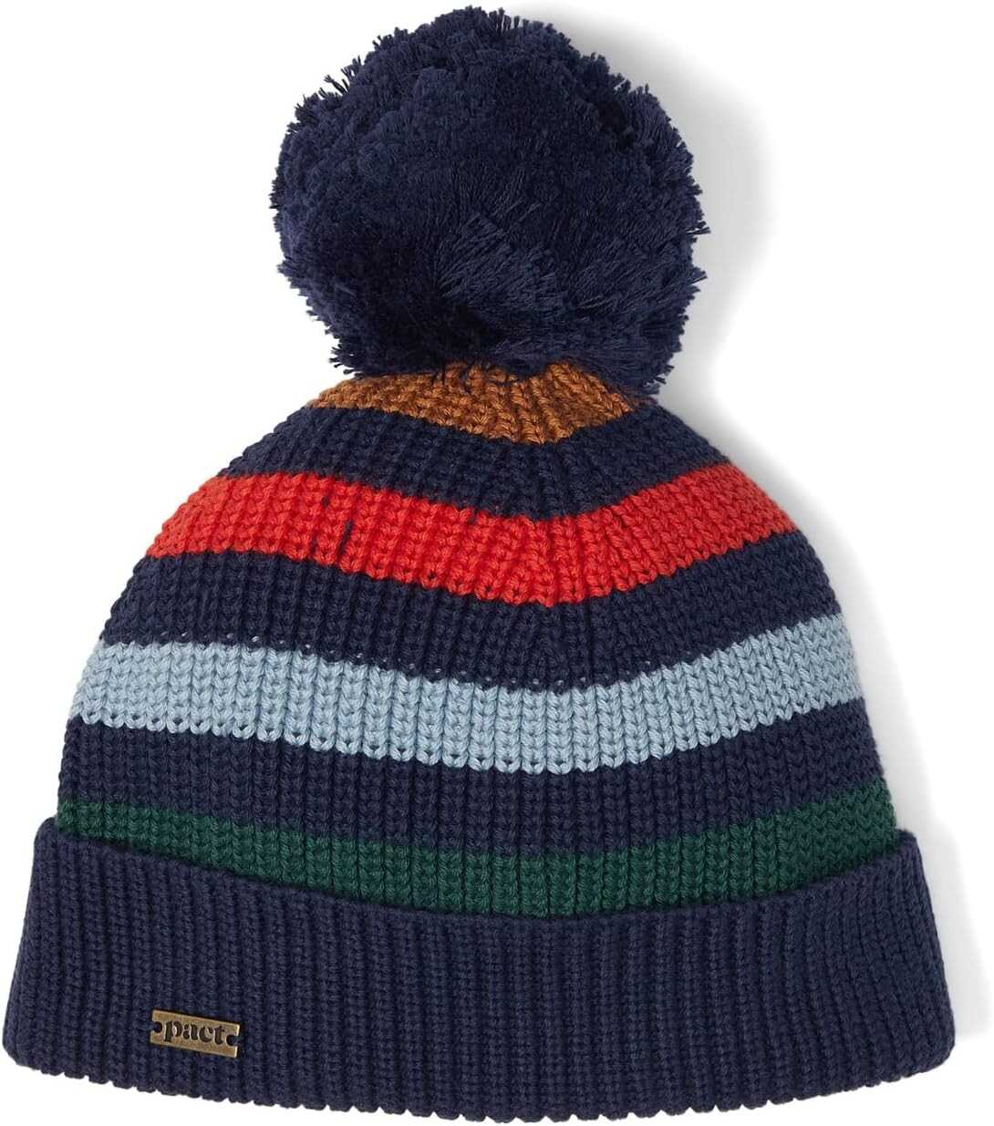 

Уютная вязаная шапка с помпоном PACT, цвет Navy Cabin Stripe