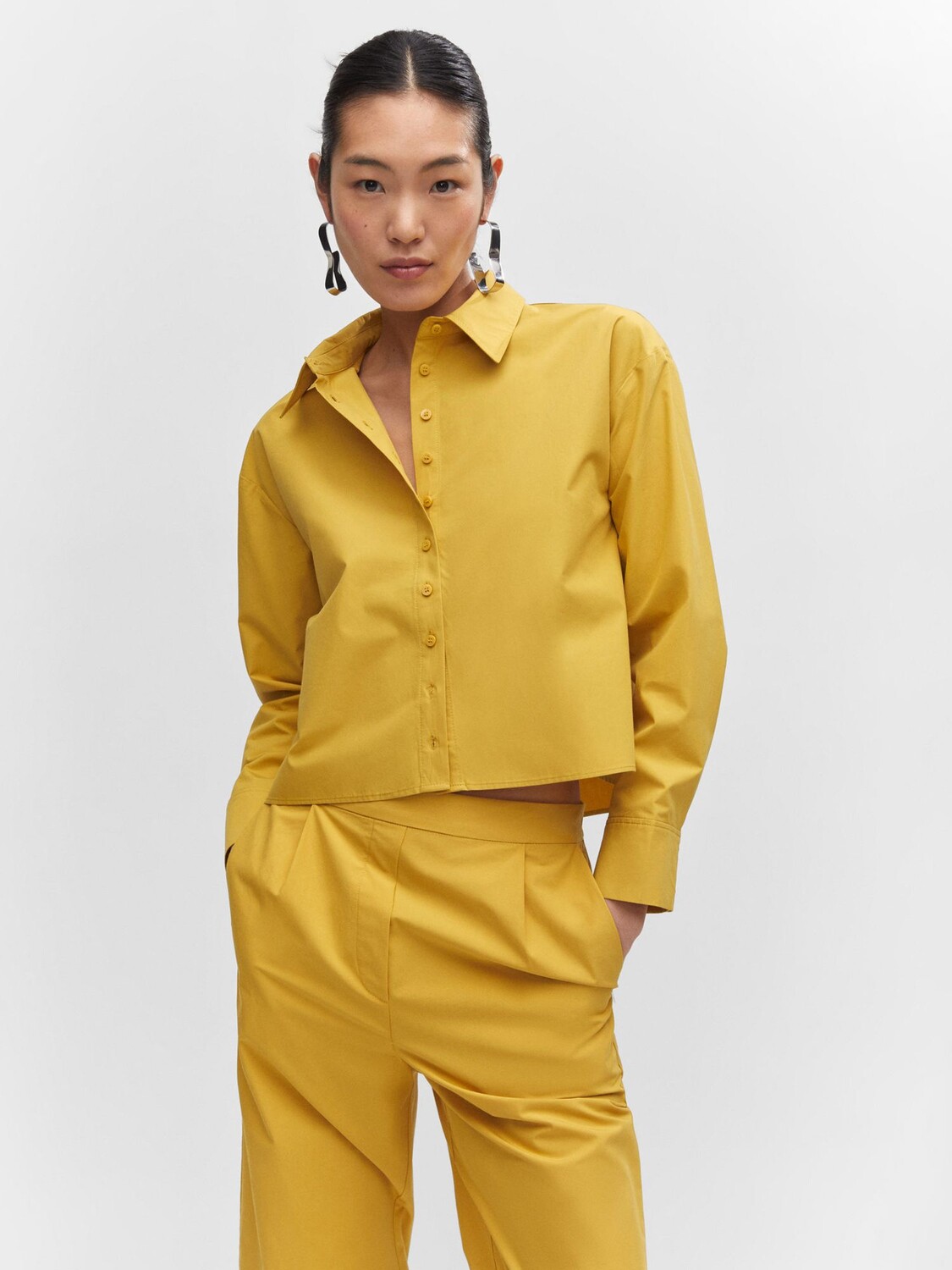 

Укороченная рубашка Mango, желтая