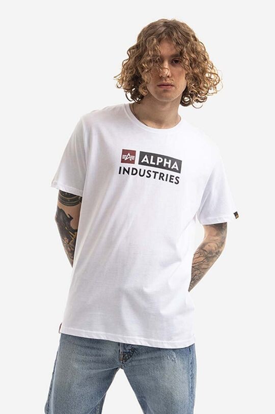 

Футболка Alpha Block-Logo Tee из хлопка Alpha Industries, белый