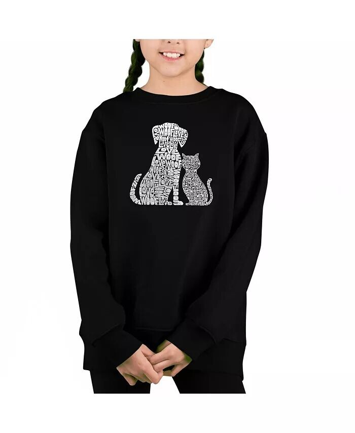 

Собаки и кошки — толстовка с круглым вырезом Big Girl's Word Art La Pop Art, синий